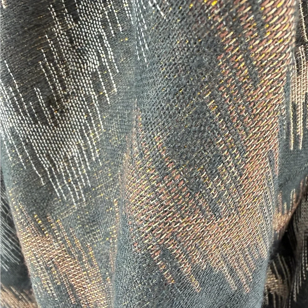 Nordstrom Metallic Chevron Infinity Scarf Black Gold Tan Soft Lightweight Loop